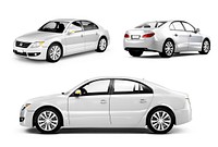 Three Dimensional Image of a White Car
