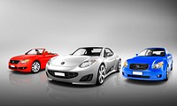 Multi Colored Three Dimensional Modern Cars