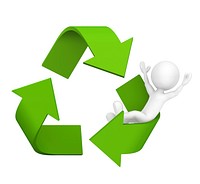 3D man with Recycle symbol.