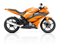 3D Image of a Orange Modern Motorbike