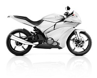 3D Image of a White Modern Motorbike