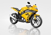 Motorcycle Motorbike Bike Riding Rider Contemporary Yellow Concept