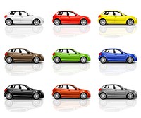 Collection of Multicolored New Modern Cars