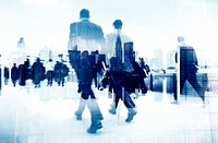 Blurred scene of crowded people are walking in rush