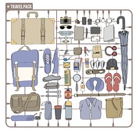 Illustration of travel packing isolated