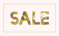 Illustration of sale word decorated with flowers