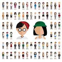 Set of diverse avatar character illustration