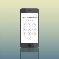 Illustration of mobile phone with enter password screen
