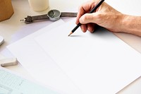 Journalist writing on a blank paper mockup 
