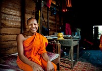 Smiling monk in Cambodia