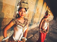 Traditional aspara dancers, Siem Reap, Cambodia.