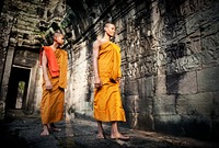 Contemplating monk, Angkor Wat, Siam Reap, Cambodia.