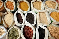 Sacks Of Healthy Legumes And Grains Concept