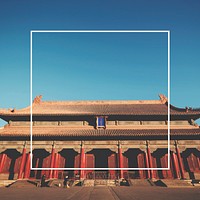 Square banner frame on chinese ancient architecture building design background