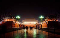 The Forbidden City in China at night.