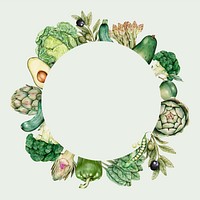 Round vegetables frame vector hand-drawn