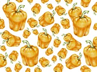 Hand drawn yellow bell pepper patterned background illustration