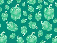 Hand drawn green bell pepper patterned background illustration