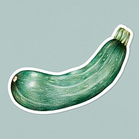Vintage green zucchini sticker psd illustration