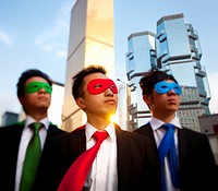 Asian business superheros, Hong Kong.