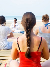 Yoga class on a beach in India