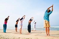 Yoga class at the beach