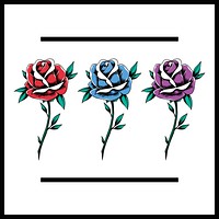 Red Blues Purple Rose Flowers Blooming Icon Vector Illustration
