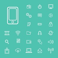 Illustration of digital devices technology icons set