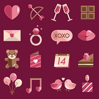 Valentines icons set vector