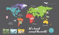 Illustration of world map isolated