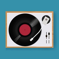Retro Vinyl Disc Turntable Player Icon Illustration Vector