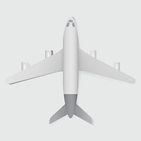 White Airplane Vector Illustration Flatlay Top View