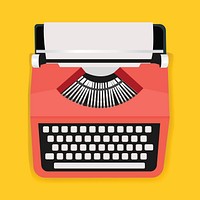 Retro Typewriter Machine Icon Illustration Vector