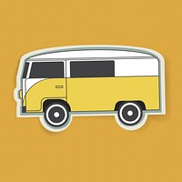 Yellow Van Car Vehicle Travel Graphic Illustration Vector