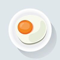 Fried Egg on Plate Breakfast Food Icon Illustration Vector
