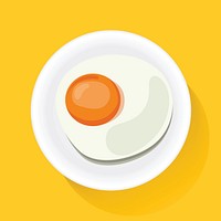 Fried Egg on Plate Breakfast Food Icon Illustration Vector