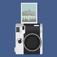 Camera with Captured Photo Graphic Illustration Vector