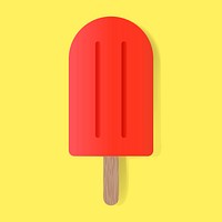 Red Frozen Ice Cream with Wooden Stick Vector Illustration