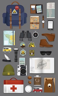 Illustration of traveling packing set