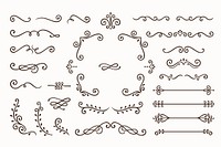 Set Collection of Vintage Ornament Elements on White Background