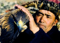 Mongolian man with an eagle