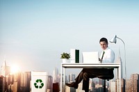 Business Man Green Office Rooftop Concept