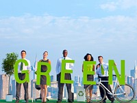Business People in an Urban Scene and Green Concept