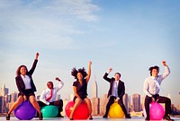 Business People Infront of New York City Skyline Concept