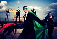 Businessmen in superhero costume