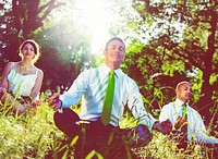 Business People Meditating Nature Relaxation Concept