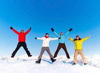 Snowboarders on a mountain