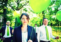 Group of Business People Holding Balloons Concept