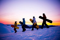 Snowboarders on a mountain
