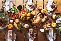 Thanksgiving Celebration Traditional Dinner Table Setting Concept